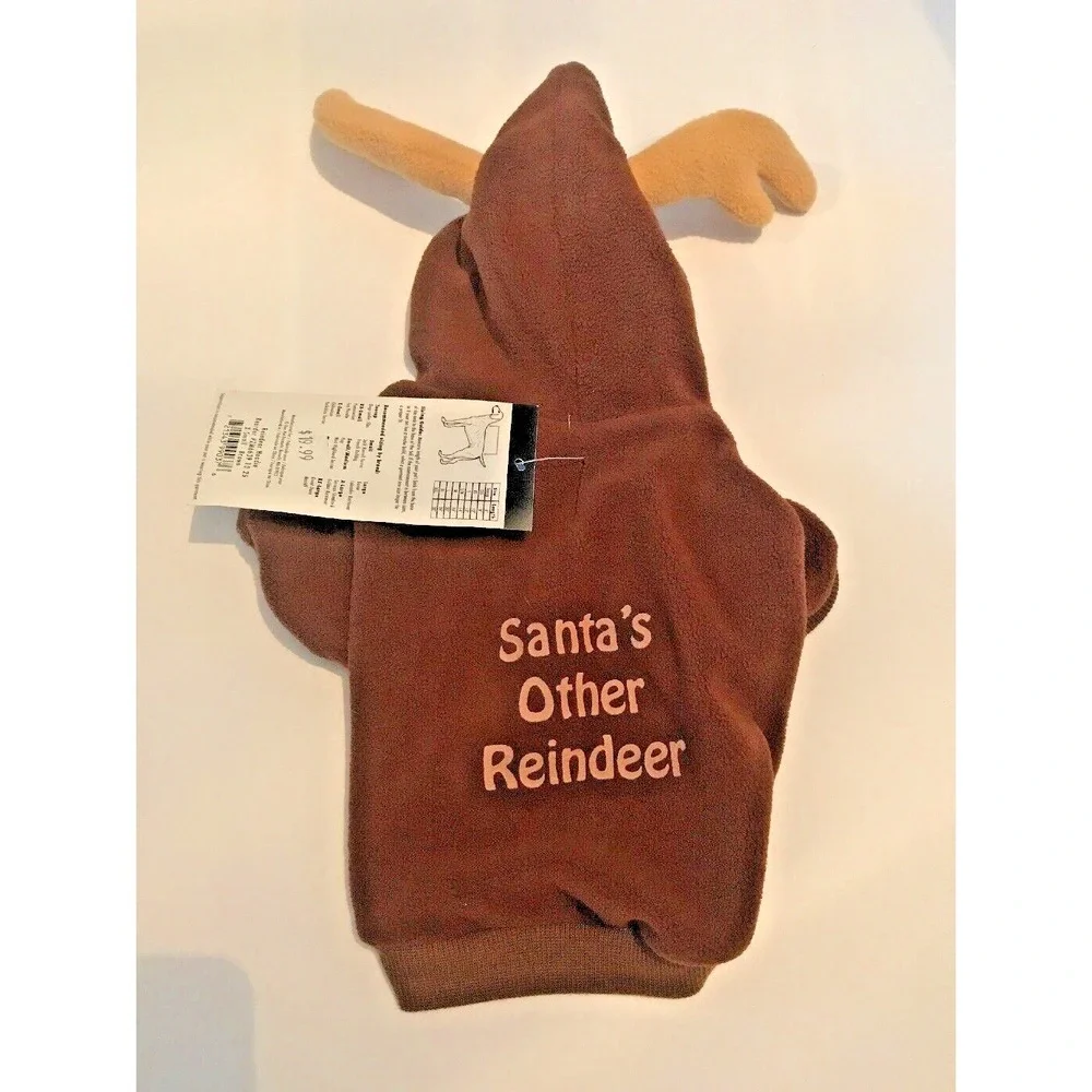 Santa's Reindeer Dog Christmas Sweater Winter Hoodies‎ Warm Two Legged XS Brown